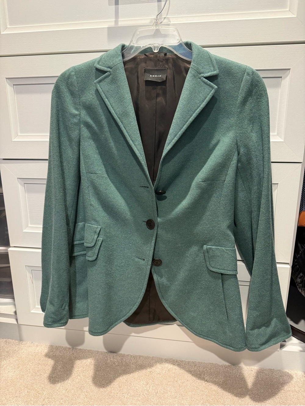 Akris Teal Green Tailored Cashemire Blazer